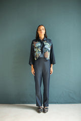 Verve Crop Co-Ord Set Denim Leaf