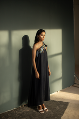 Verve One Shoulder Dress Denim Leaf