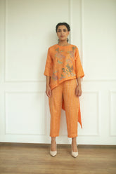 Aurum Diagnol Cut Co-Ord Set Tangerine