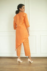 Aurum Diagnol Cut Co-Ord Set Tangerine