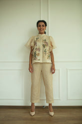 Aurum Ruffled Sleeves Co-Ord Set Ivory