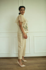 Aurum Ruffled Sleeves Co-Ord Set Ivory