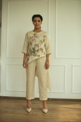 Aurum Diagnol Cut Co-Ord Set Ivory