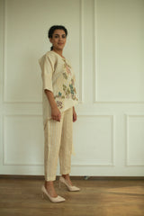 Aurum Diagnol Cut Co-Ord Set Ivory