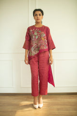 Aurum Diagnol Cut Co-Ord Set Flamingo