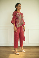 Aurum Diagnol Cut Co-Ord Set Flamingo