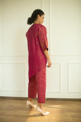 Aurum Diagnol Cut Co-Ord Set Flamingo