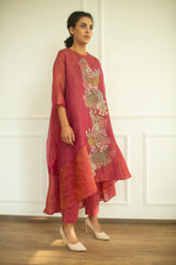 Aurum High Low Kurta Set Flamingo