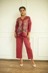 Aurum V-Neck Tunic Set Flamingo