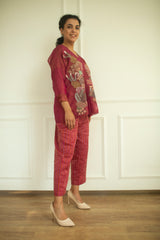 Aurum V-Neck Tunic Set Flamingo