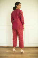 Aurum V-Neck Tunic Set Flamingo