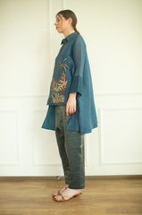 Aurum High Low Tunic Set Steel Blue