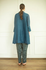 Aurum High Low Tunic Set Steel Blue