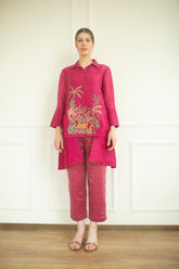 Aurum High Low Kurta Set Redviolet