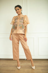 Aurum Ruffled Sleeves Co-Ord Set Rose Gold