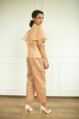 Aurum Ruffled Sleeves Co-Ord Set Rose Gold