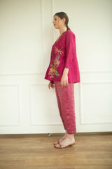 Aurum V-Neck Tunic Set Redviolet