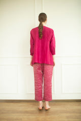 Aurum V-Neck Tunic Set Redviolet