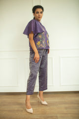 Aurum Ruffled Sleeves Co-Ord Set Plum