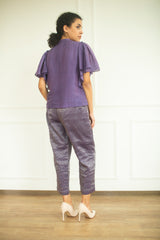 Aurum Ruffled Sleeves Co-Ord Set Plum