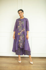 Aurum High Low Kurta Set Plum