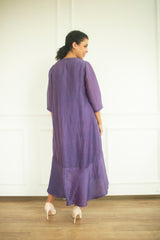 Aurum High Low Kurta Set Plum