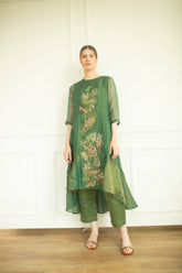 Aurum High Low Kurta Set Plantation Green