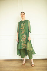 Aurum High Low Kurta Set Plantation Green