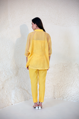 Fern Raglan Sleeve Shirt Set Pastel Yellow Palm Tree