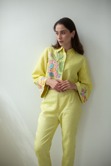 Fern Box Sleeves Crop Set Lemon Yellow
