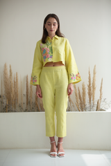 Fern Box Sleeves Crop Set Lemon Yellow