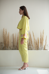 Fern Box Sleeves Crop Set Lemon Yellow