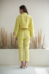 Fern Box Sleeves Crop Set Lemon Yellow
