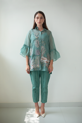 Fern Bell Sleeves Shirt Set Pine Green Bridge