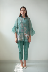 Fern Bell Sleeves Shirt Set Pine Green Bridge