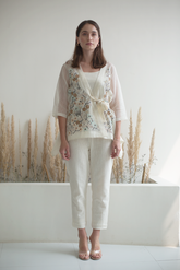 Fern Short Jacket Co-Ord Set Ivory Multi Flower