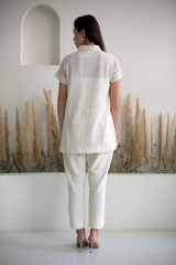 Fern Shirt Co-Ord Set Ivory Crochet Line