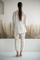 Fern Raglan Sleeve Shirt Set Ivory Crochet