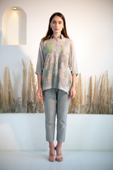 Fern High-Low Co-Ord Set Grey Crochet