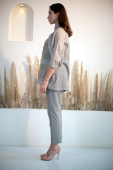 Fern High-Low Co-Ord Set Grey Crochet