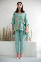 Fern Short Jacket Co-Ord Set Turquoise Blue