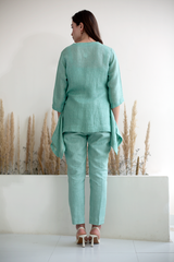 Fern Short Jacket Co-Ord Set Turquoise Blue