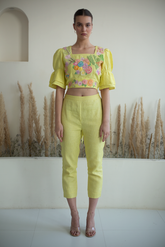 Fern Bell Sleeves Crop Set Lemon Yellow