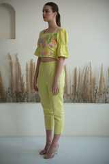 Fern Bell Sleeves Crop Set Lemon Yellow