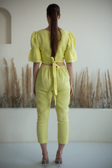 Fern Bell Sleeves Crop Set Lemon Yellow