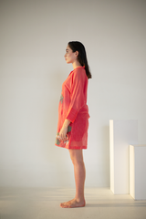 Fern Anti-Fit Dress Coral Red Palm Tree