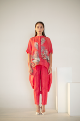 Fern Anti-Fit High-Low Co-Ord Set Coral Red Bridge