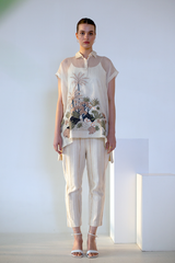 Fern Shirt Set Ivory Palm Tree