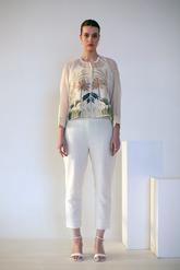 Fern Crop Co-Ord Set Ivory Palm Tree