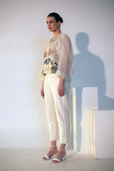 Fern Crop Co-Ord Set Ivory Palm Tree